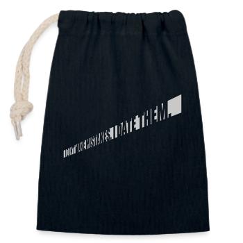 Date Mistakes Quote Logo - Closable cotton gift bag (14x20cm) - navy - Front