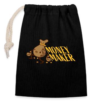 Money Maker happy money bag - Closable cotton gift bag (14x20cm) - black - Front