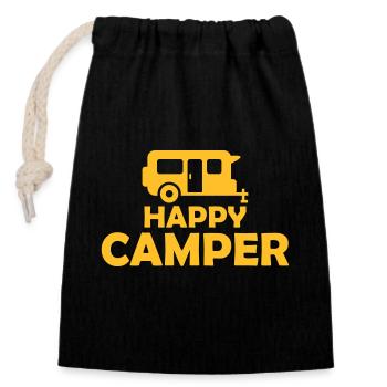 Ausflug Happy Camper Wohnmobil - Verschließbarer Geschenkbeutel aus Baumwolle (14x20cm) - Schwarz - Vorne