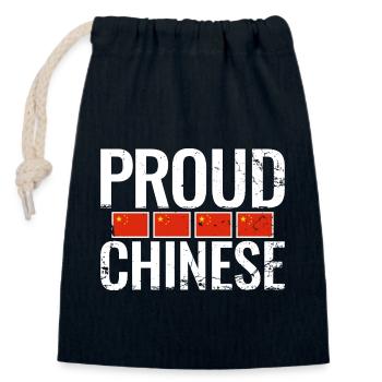 Proud Chinese China Chinese Flag - Closable cotton gift bag (14x20cm) - navy - Front