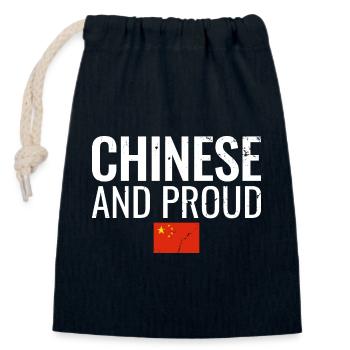 Chinese And Proud China Chinese Flag - Closable cotton gift bag (14x20cm) - navy - Front