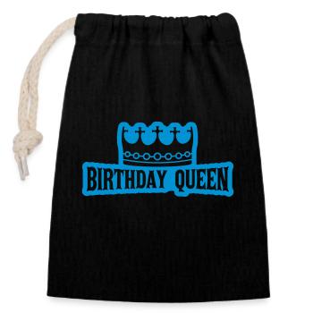 Birthday Queen Saying Logo - Closable cotton gift bag (14x20cm) - black - Front
