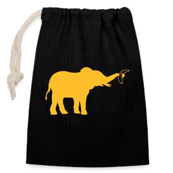 Banana Elephant Silhouette Fruit - Closable cotton gift bag (14x20cm) - black - Front