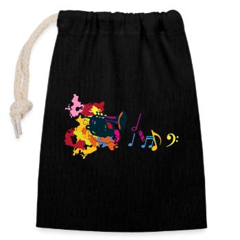 trompete musique note cle sol fantaisie - Sac cadeau en coton avec cordon (14 x 20 cm) - noir - Devant