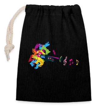 trompete musique note cle sol fantaisie - Sac cadeau en coton avec cordon (14 x 20 cm) - noir - Devant