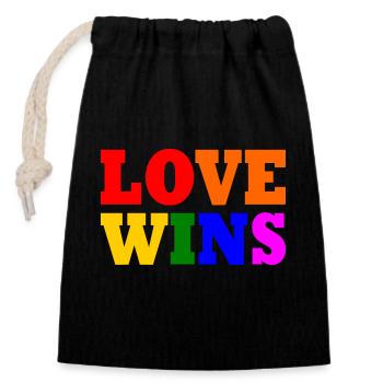 Love wins - Verschließbarer Geschenkbeutel aus Baumwolle (14x20cm) - Schwarz - Vorne
