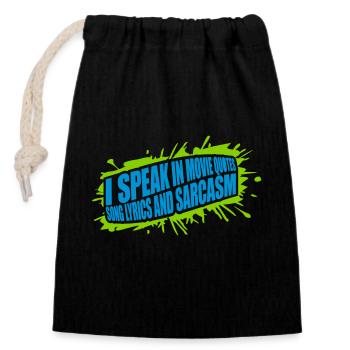 parler des paroles et du sarcasme - Sac cadeau en coton avec cordon (14 x 20 cm) - noir - Devant