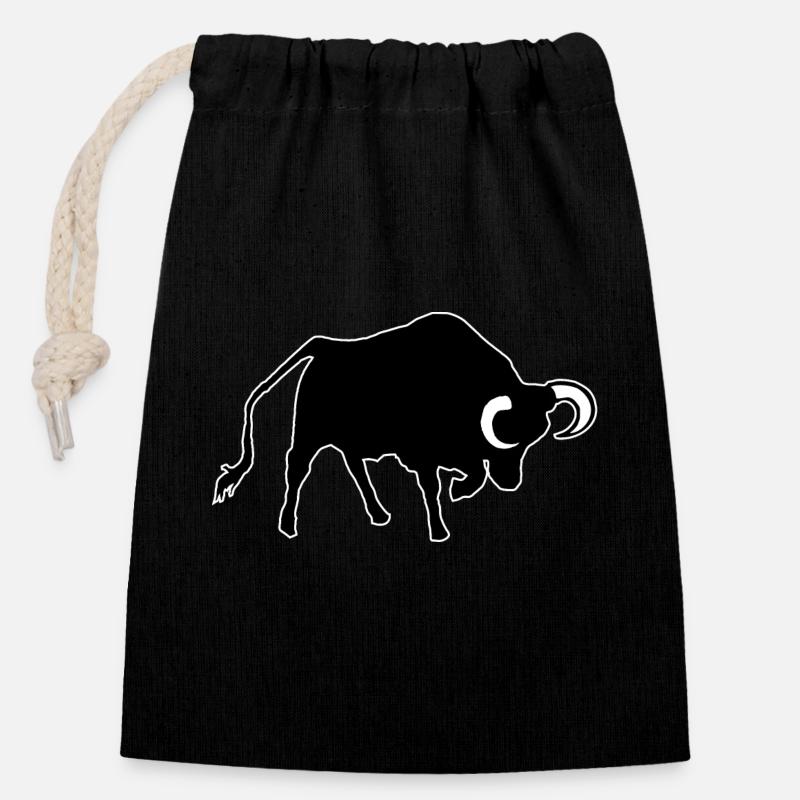 Bull - Closable cotton gift bag (14x20cm) - black