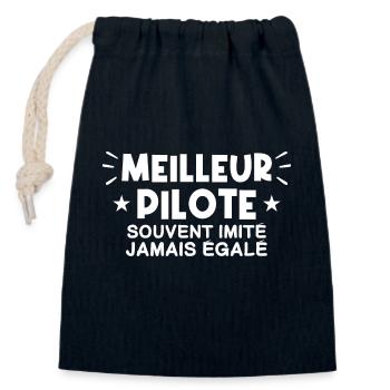 Pilote | Je suis le meilleur Pilote - Sac cadeau en coton avec cordon (14 x 20 cm) - bleu marine - Devant