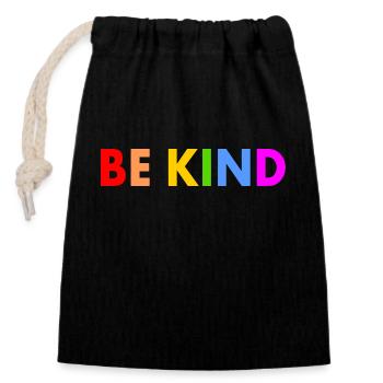 Be kind - Closable cotton gift bag (14x20cm) - black - Front
