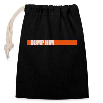 dump him quote logo - Closable cotton gift bag (14x20cm) - black - Front