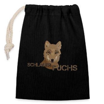 Fuchs schlauer Fuchs - Verschließbarer Geschenkbeutel aus Baumwolle (14x20cm) - Schwarz - Vorne