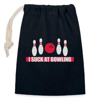 Je suis nul au bowling - Sac cadeau en coton avec cordon (14 x 20 cm) - bleu marine - Devant