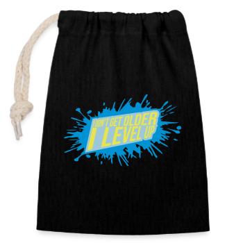 get older level up - Closable cotton gift bag (14x20cm) - black - Front