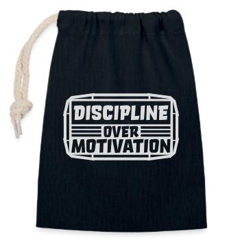Citation de discipline sur la motivation - Sac cadeau en coton avec cordon (14 x 20 cm) - bleu marine - Devant