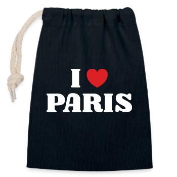 I love Paris - Sac cadeau en coton avec cordon (14 x 20 cm) - bleu marine - Devant