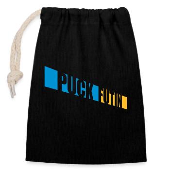 puck futin logo design - Closable cotton gift bag (14x20cm) - black - Front