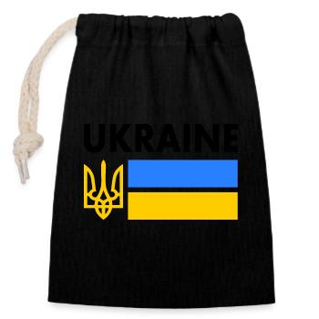 Ukraine - Sac cadeau en coton avec cordon (14 x 20 cm) - noir - Devant