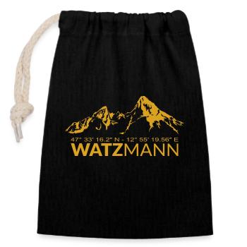 Coordonnées GPS Watzmann Latitude Longitude - Sac cadeau en coton avec cordon (14 x 20 cm) - noir - Devant