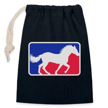 Red Blue Sport Horse - Closable cotton gift bag (14x20cm) - navy - Front
