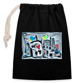 Flux de la ville - Sac cadeau en coton avec cordon (14 x 20 cm) - noir - Devant