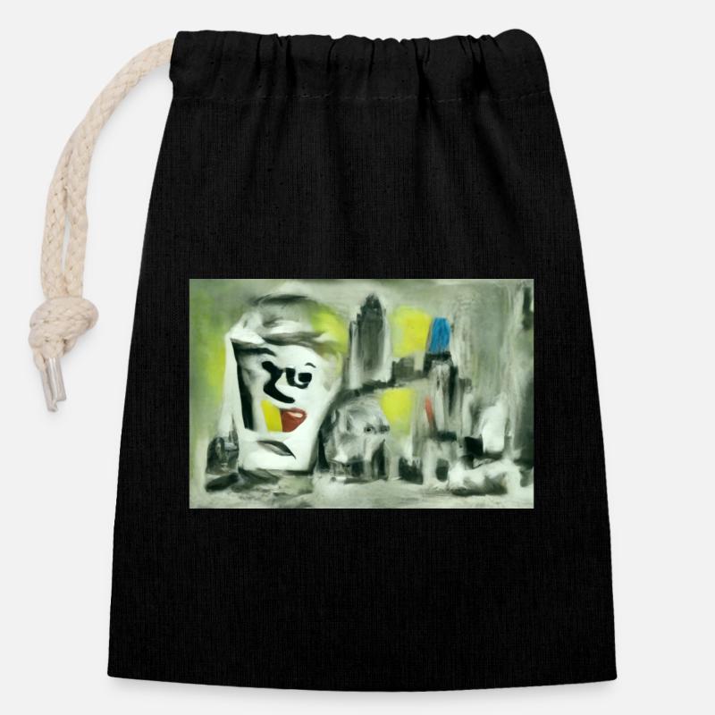 Abstaktes Bild -The City flows - Verschließbarer Geschenkbeutel aus Baumwolle (14x20cm) - Schwarz