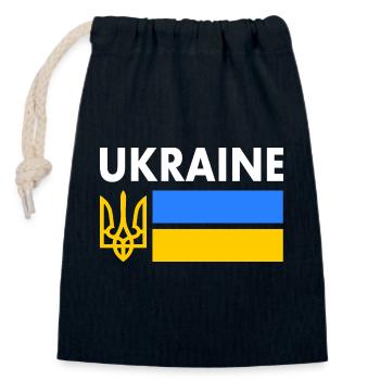 Ukraine - Sac cadeau en coton avec cordon (14 x 20 cm) - bleu marine - Devant