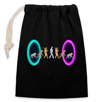 Evolution through portals - Closable cotton gift bag (14x20cm) - black - Front