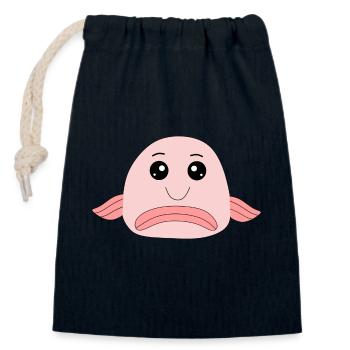 Blobfish fish comic ugly fish - Closable cotton gift bag (14x20cm) - navy - Front