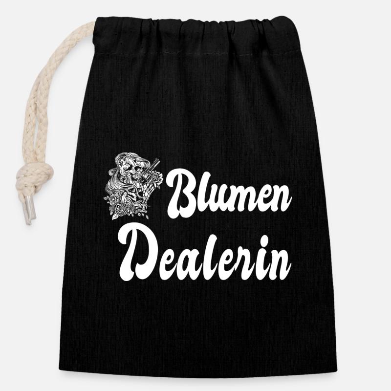 Blumen Dealerin - Verschließbarer Geschenkbeutel aus Baumwolle (14x20cm) - Schwarz