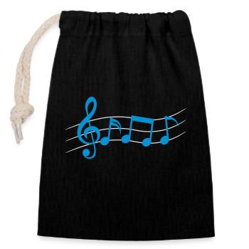 Symboles de logo Partitions de musique - Sac cadeau en coton avec cordon (14 x 20 cm) - noir - Devant