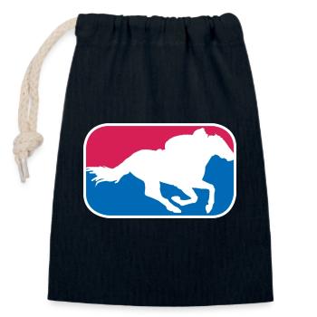 Rennpferd reiten Reitsport Pferde lustige Geschenk - Verschließbarer Geschenkbeutel aus Baumwolle (14x20cm) - Navy - Vorne