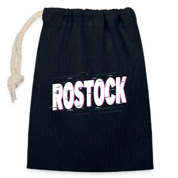 Rostock Deutschland Stadt Schrift Heimat Liebe - Verschließbarer Geschenkbeutel aus Baumwolle (14x20cm) - Navy - Vorne