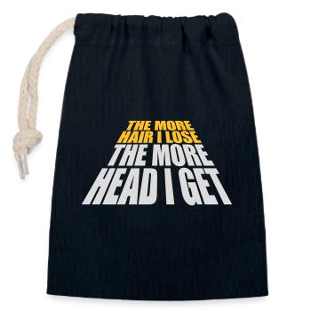 I get more head - Closable cotton gift bag (14x20cm) - navy - Front