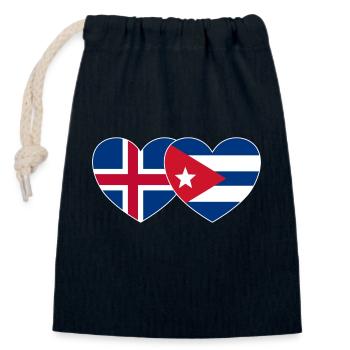 Islande Drapeau de Cuba Coeur - Sac cadeau en coton avec cordon (14 x 20 cm) - bleu marine - Devant
