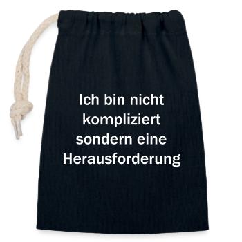 Ich bin nicht kompliziert - Verschließbarer Geschenkbeutel aus Baumwolle (14x20cm) - Navy - Vorne