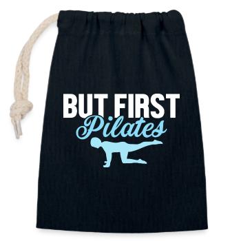 Mais d’abord Pilates Exercice Fitness - Sac cadeau en coton avec cordon (14 x 20 cm) - bleu marine - Devant