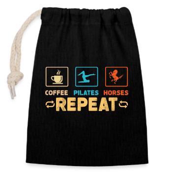 Café Pilates Chevaux Répétez l’exercice de remise en forme - Sac cadeau en coton avec cordon (14 x 20 cm) - noir - Devant
