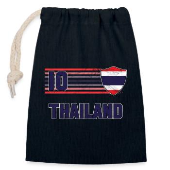 Équipe de Thaïlande de football - Sac cadeau en coton avec cordon (14 x 20 cm) - bleu marine - Devant