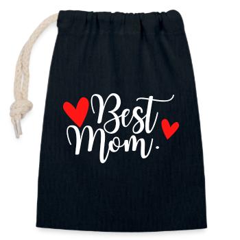 Best Mom Christmas Gift Funny Mom - Closable cotton gift bag (14x20cm) - navy - Front