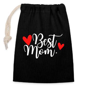 Best Mom Christmas Gift Funny Mom - Closable cotton gift bag (14x20cm) - black - Front