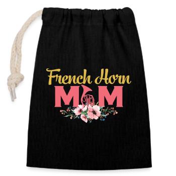 French Horn Mom Horn Player Mother Hornist - Closable cotton gift bag (14x20cm) - black - Front