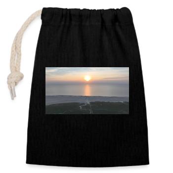 Sonnenuntergang - Sankt Peter Ording - Verschließbarer Geschenkbeutel aus Baumwolle (14x20cm) - Schwarz - Vorne