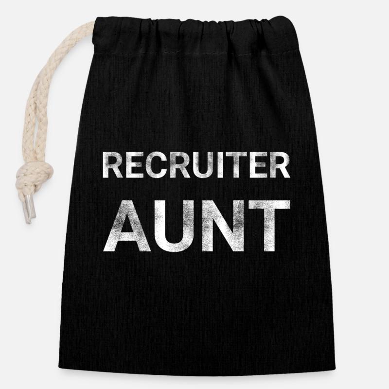 Recruiter Aunt - Closable cotton gift bag (14x20cm) - black