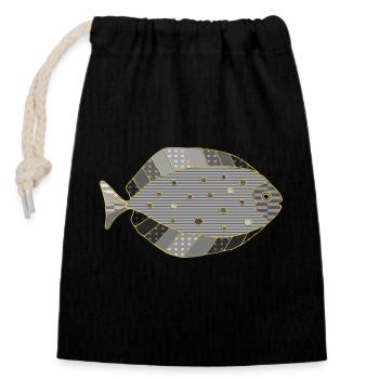 Fish - Closable cotton gift bag (14x20cm) - black - Front
