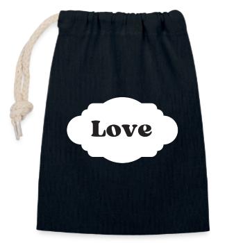 Love - Closable cotton gift bag (14x20cm) - navy - Front