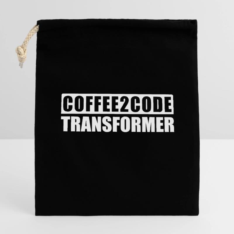 Coffee 2 Code Transformer Programmeur IT Chemise Sac cadeau en coton avec cordon (14 x 20 cm)