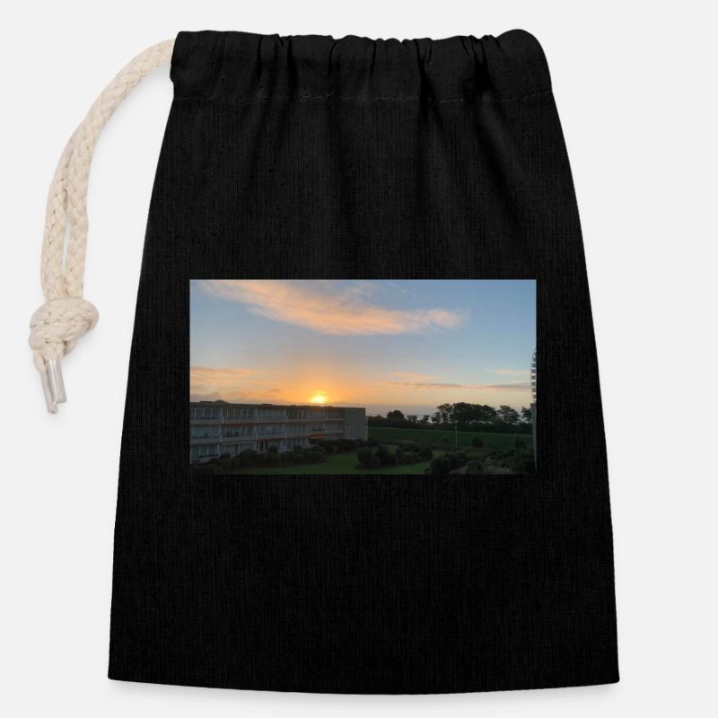 sunrise - Closable cotton gift bag (14x20cm) - black