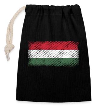 Hungary - Closable cotton gift bag (14x20cm) - black - Front