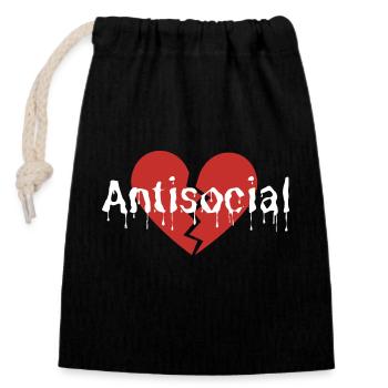 Antisocial broken - Verschließbarer Geschenkbeutel aus Baumwolle (14x20cm) - Schwarz - Vorne